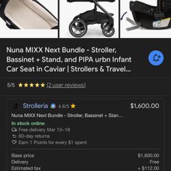 Nuna MIXX Next Bundle - Stroller, Bassinet(stand Not Included), and PIPA urbn Infant Car Seat
