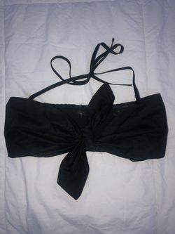 Black Front Tie Halter Top