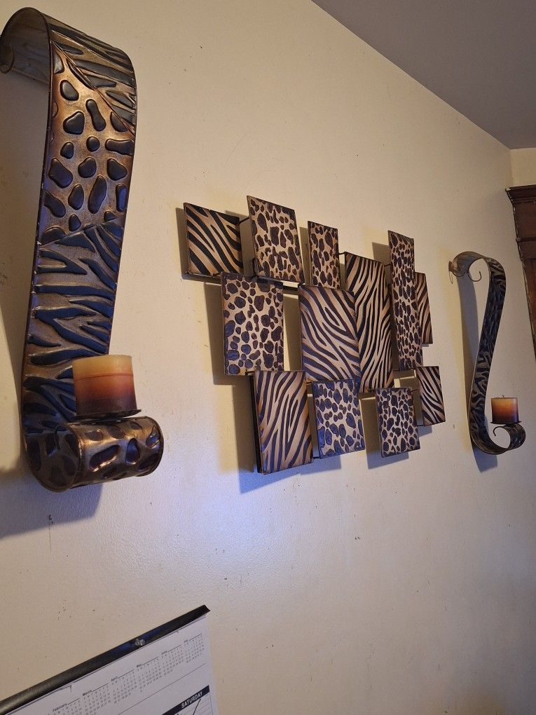 3 PC Animal Print Metal Wall Decor