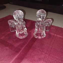 PAIR 0F VINTAGE MIKASA SWEET ANGEL CLEAR CRYSTAL CANDLE HOLDERS
