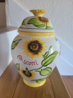 Vintage Biscotti Sunflower Cookie Jar