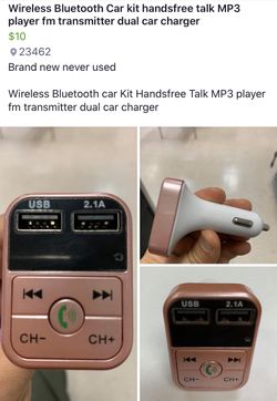 Wireless Bluetooth Car kit handsfree talk MP3 player fm transmitter dual car charger
