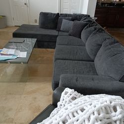 2 Piece Grey Cloth Couch