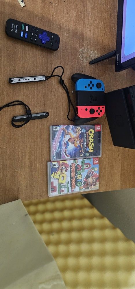 Nintendo Switch With Controllers And 2 Games All Wires 