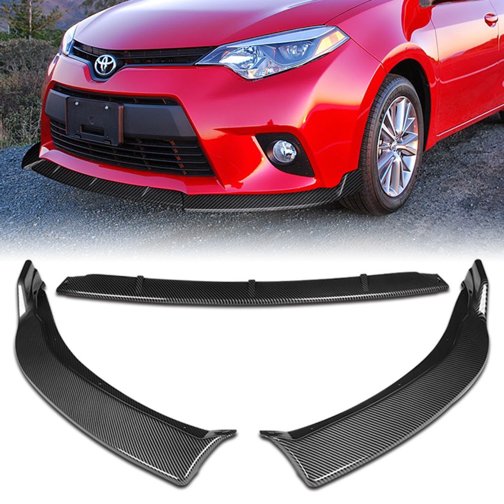 For 2014-2016 Toyota Corolla Base LE Carbon Look Front Bumper Body Spoiler Lip -(2-PU-570-PCF