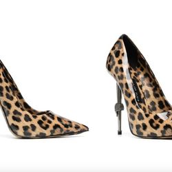 Phillip Plein Leopard Stiletto Herls with Diamond Skulls 