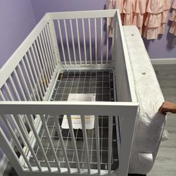 Baby Crib-Delta Children Jordan 4-in-1 Convertible Crib - Bianca White- With Crib Mattress 