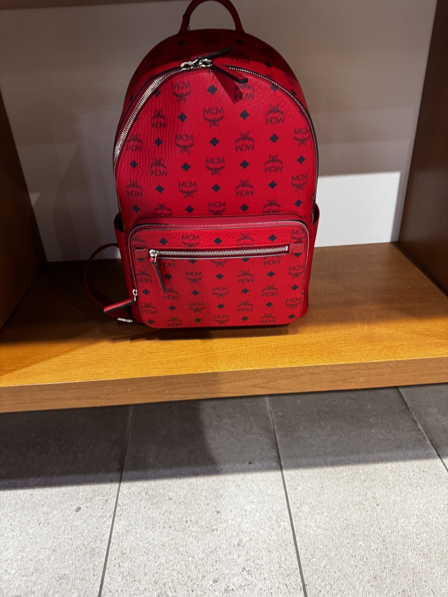 Red MCM Red Vissetos Backpack Retail:1090$
