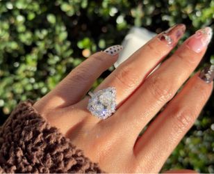 6ct pear cut real full Moissanite vvs1 color D promise ring size 6