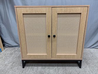 Blonde 2-Door Rattan Cabinet