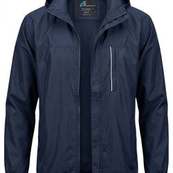 Nylon windbreaker rain jacket, I5 Apparel, packable rain shell, Size L