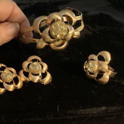 vintage citrine bracelet earring ring set