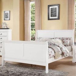 Brand New White Wood Sleigh Bed
