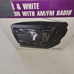 5" Black And White Television With Am/fm Radio, Model Sw-0615, New Open Box....