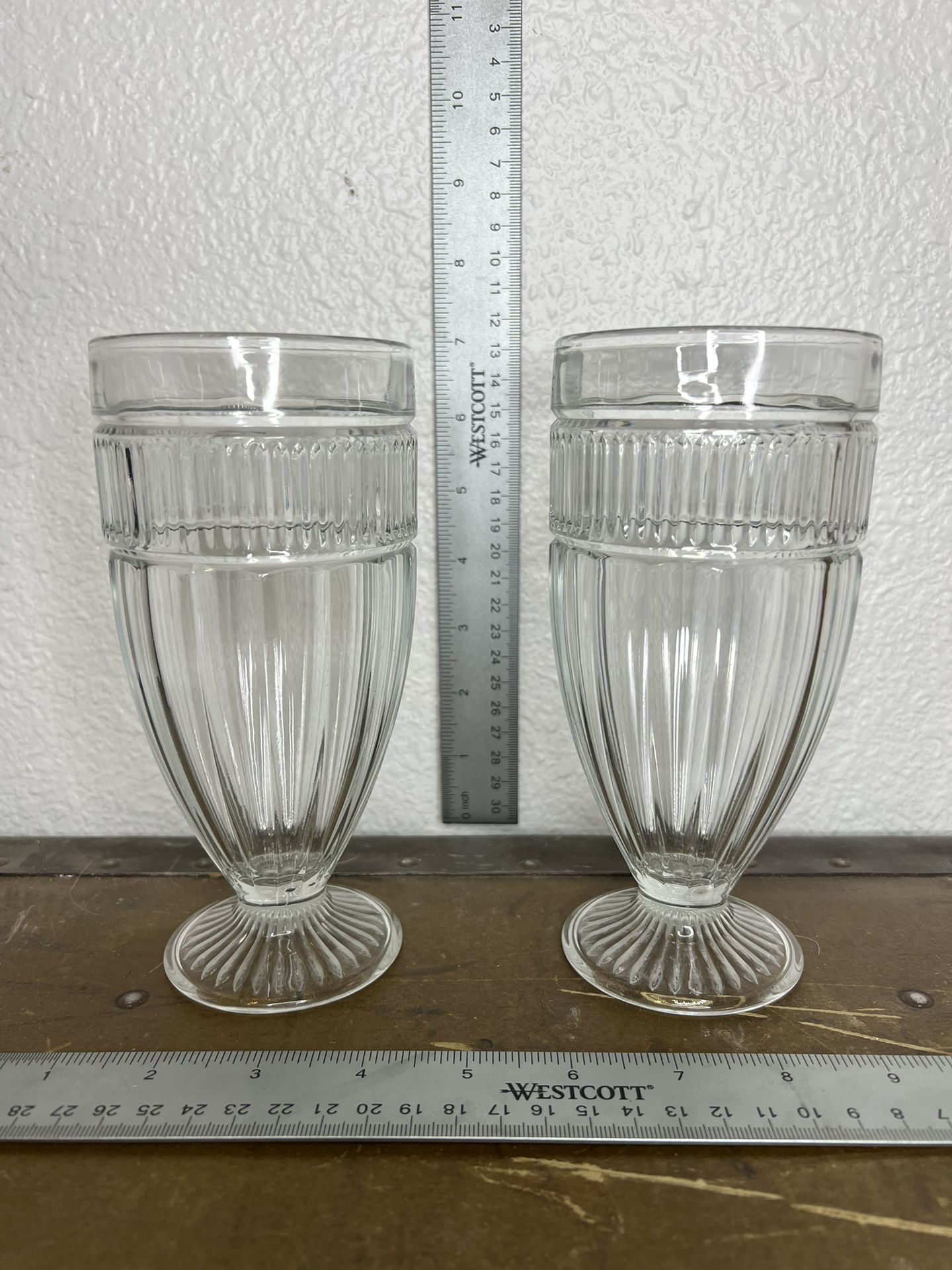 Anchor Hocking Annapolis Footed Tumbler Vintage Style Soda Fountain Glasses - Set Of 2