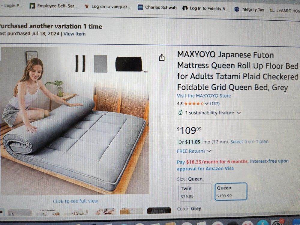 Futon Mattress, Queen, Like New