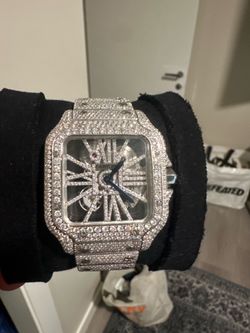 Cartier SANTOS DE CARTIER SKELETON Fully ICED 2021 BOX & CARD