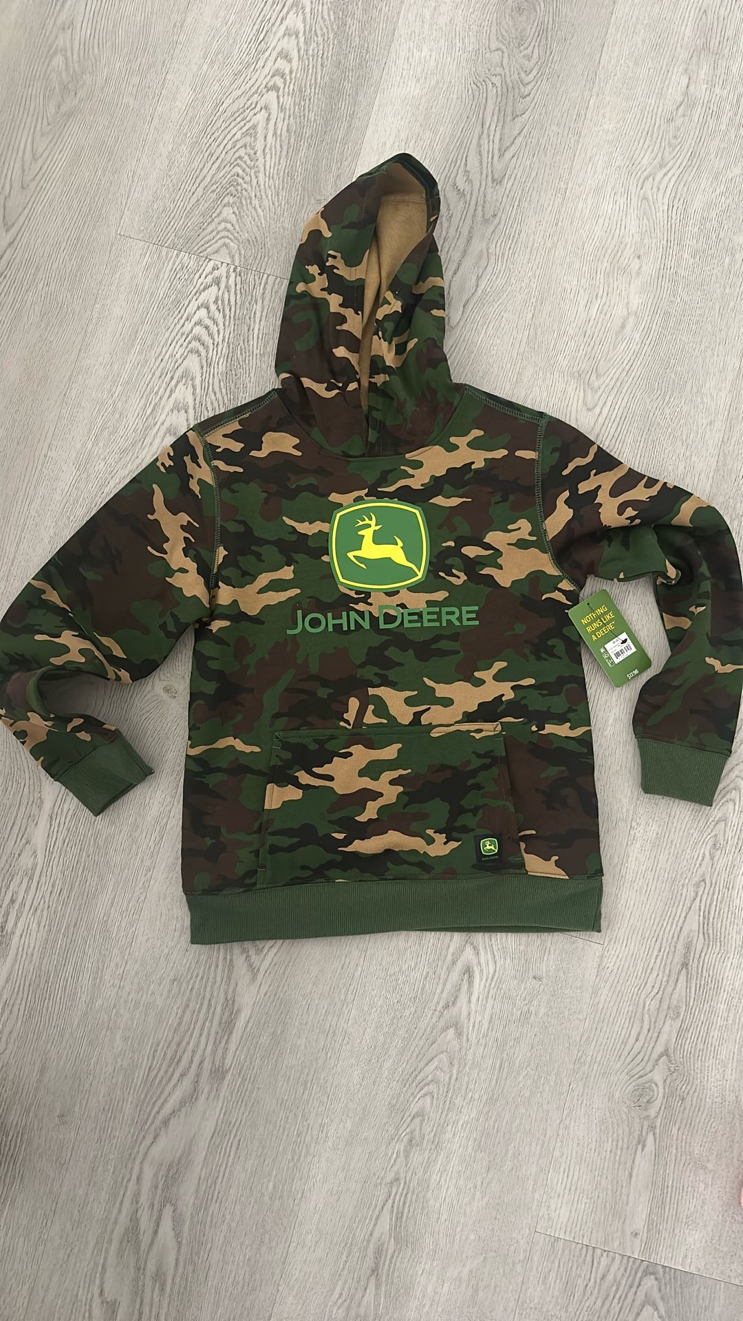 John Deere Boys Graphic Fleece Long Sleeve Hoodie, Size Medium 8