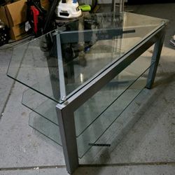 Glass TV Stand With Shelves
