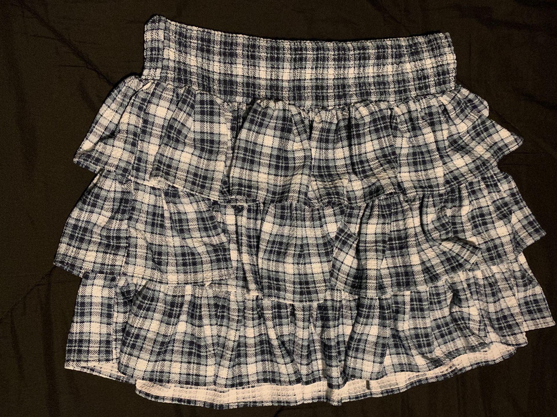 Plaid blue and white skirt