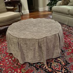 Mitchell Gold Round 36 inch  Ottoman  Toast In Color With A Removeable Slip Cover