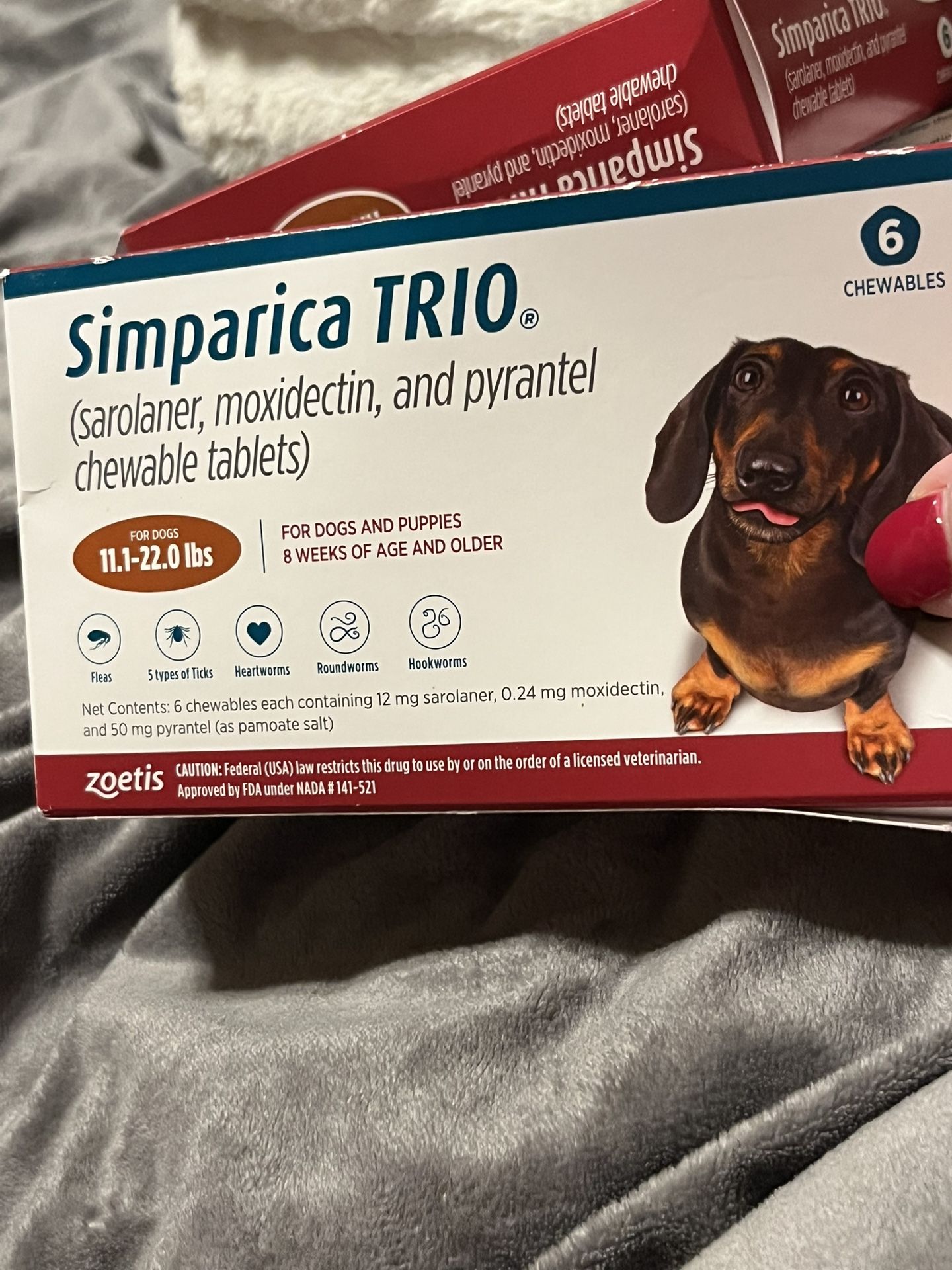 Simpatico Trio, For Dogs 11-22 Lbs. Unopened Tablets 14 Of