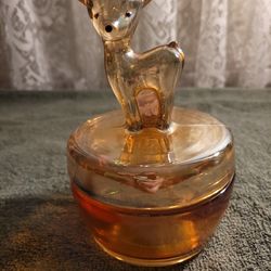 Vintage Jeannette Marigold Carnival Glass Trinket Box