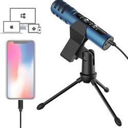 Microphone for iPhone with Desktop Tripod Plug&Play,PS4,Mac and PC Android Smartphone Windows for Live Broadcast, Podcast, YouTube Video Recording