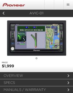 PIONEER AVIC-D1 Double-DIN CD Receiver / DVD Navigation System