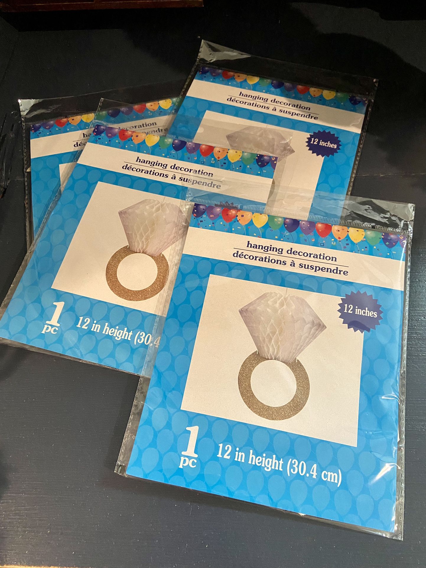 New Bachelorette/Bridal Shower Decor - Hanging Engagement Ring 4/Pack