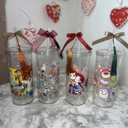 Toy Story   Kids Cup Set of 4| BPA-Free Plastic Cups w/ Straw  