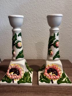 New Ceramic Sunflower Candle Holders