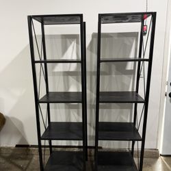 Metal Frame and Wood Shelves