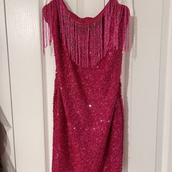 Pink Sequin Homecoming Dress 