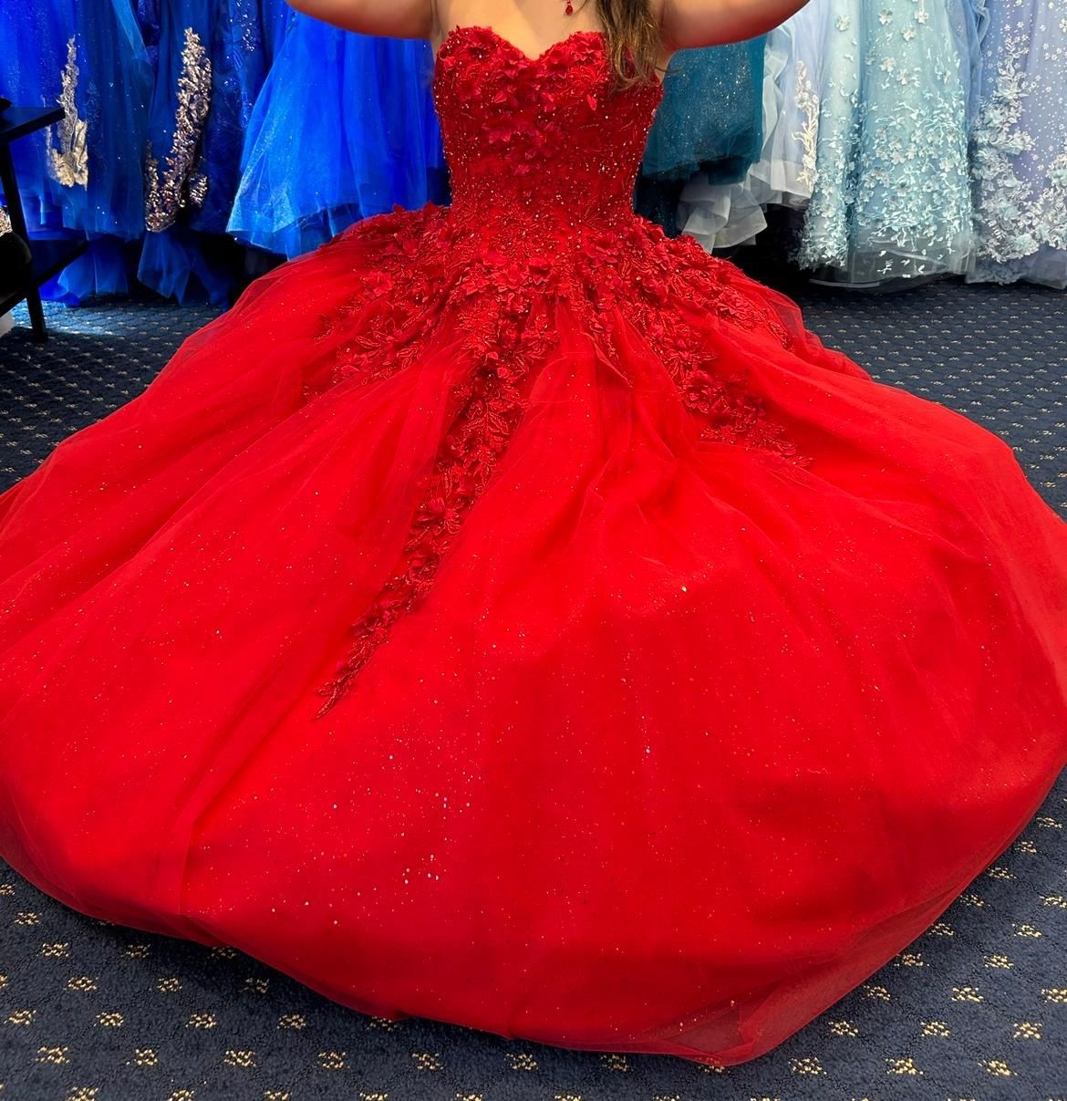 Sherry Hill Red Quinceañera Dress with Petticoat New