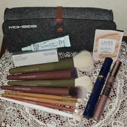 NEW MAKEUP BRUSH BAG MASCARA FOUNDATION LID GLOW CREAM EYESHADOW INSURANCE TOO FACED LAURA GELLER BEAUTY COUNTER MAYBELLINE LOT