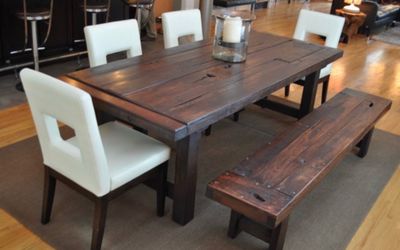 Rustic Farmhouse Dining Table Set with Bench and Chairs