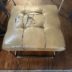 Square Leather Ottoman 