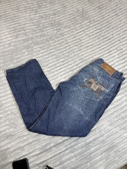 Phat Farm Classics Sz 38/34 Blue Dark Wash Men Jeans Embroided Logo Y2K