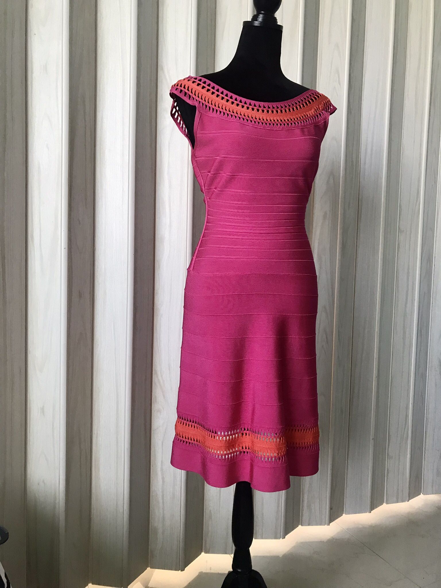 green emerald velvet dress Herve Leger Women's The Rosa Dress - Red - Size L