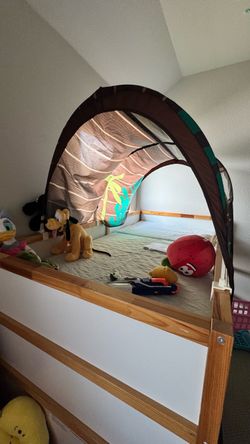 Kids Loft Bed with Tent Canopy