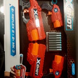 Zuru X-Shot 4 Gun Bundle -  2x Reflex 6 & 2x MK 3 with 24 Foam Darts 