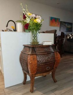 Bombe Chest Nightstand with Wicker Texture