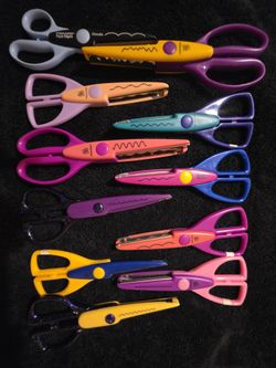 Set Of 11 Pairs Of Scrapbooking Scissors 