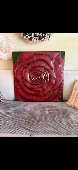 Wall Art  3D raised rose   all metal. 29” x 29”