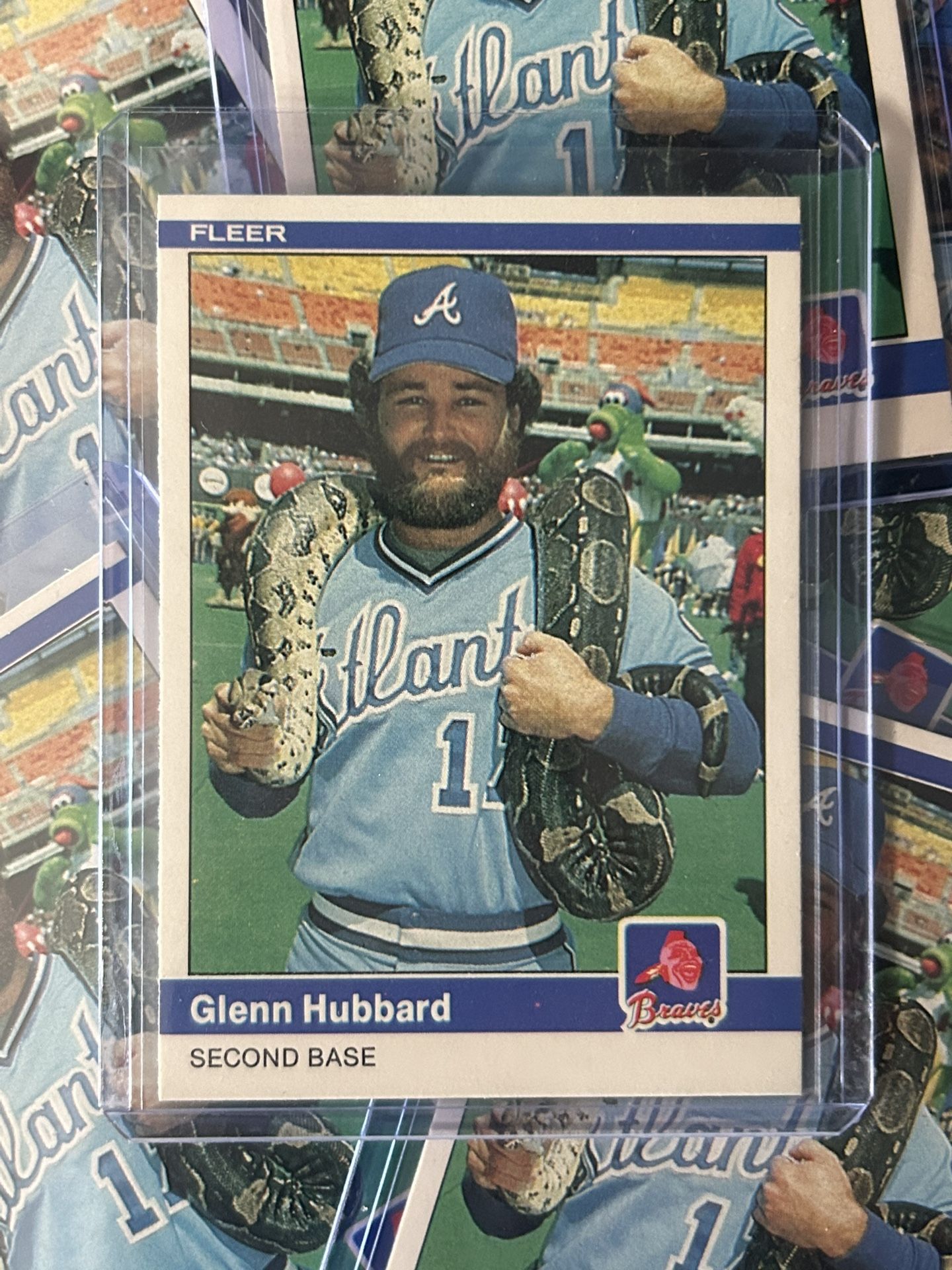 Glenn Hubbard 1984 Fleer Baseball (6 Snake Cards)