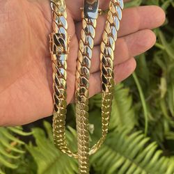 -Just arrived-14k premium gold Plated polished And Heavy Miami Cuban set🔥🔥