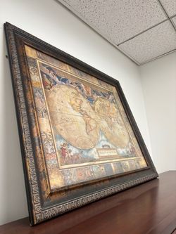 Framed Antique-Style World Map Print
