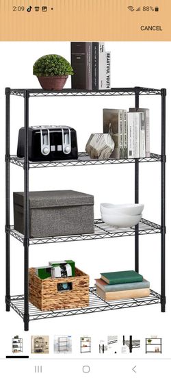 4-Tier Wire Shelf with Wheels | 14" x 36" x 54" | Black
Storage Shelves with Adjustable Racks, Holds upto 1000 lbs | Rust-Resistant, No-Tool Assembly