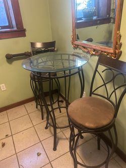 High top metal and glass table